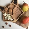 طبق أكل او تسالى للأطفال على شكل راكون خشب صناعة يدوية الوان طبيعي 100% معالج بزيت الزيتون