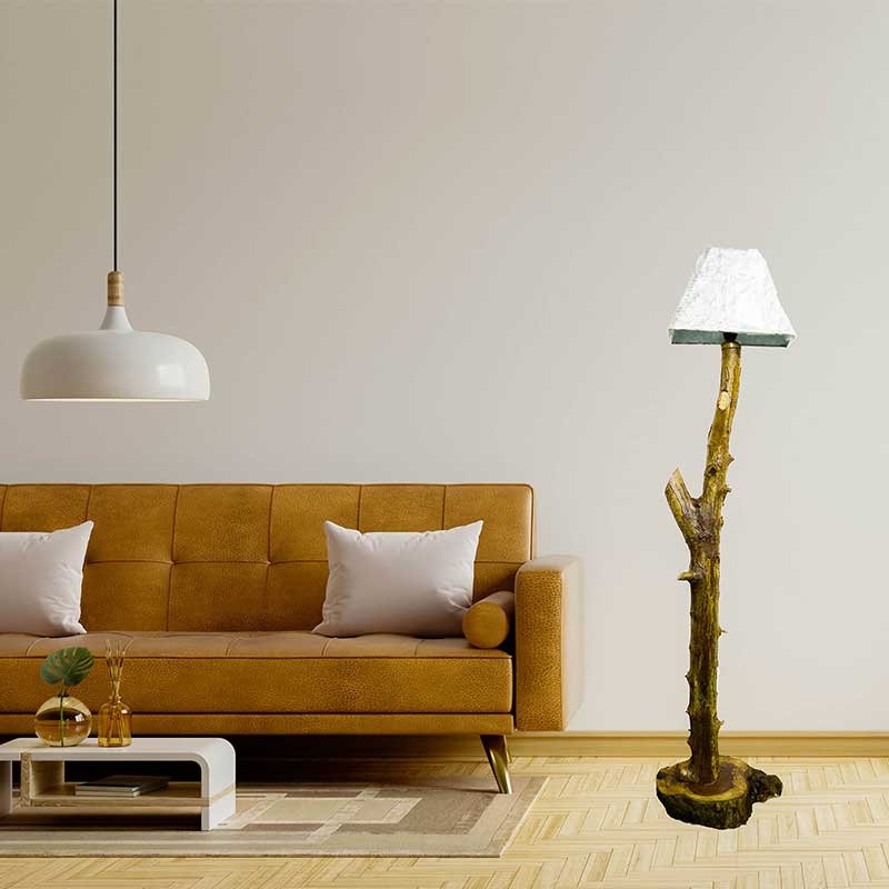 أباجورة طبيعية جذع شجرة صناعة يدوية من الخشب الصحي الوان طبيعية 100% من قلب الشجرة