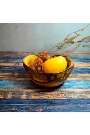 طبق طبيبعي منحوت صناعة يدوية من الخشب الصحي الوان طبيعية 100% من قلب الشجرة