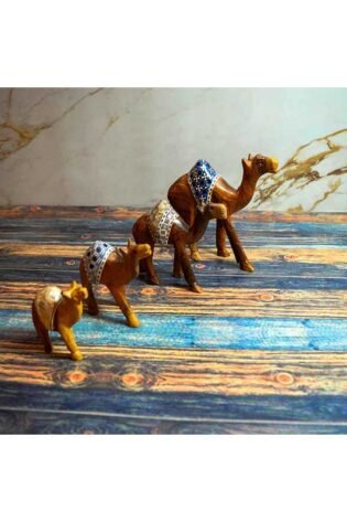 طقم جمال مزخرف بالصدف لعبة اطفال او للديكور نحت طبيعي صناعة يدوية من الخشب الصحي الوان طبيعية 100% من قلب الشجرة