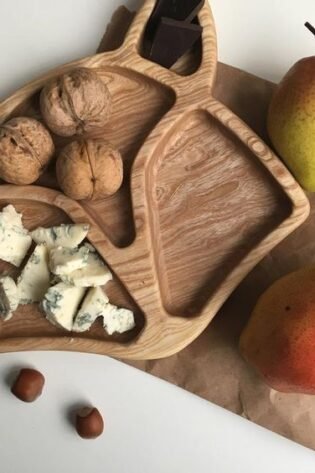 طبق أكل او تسالى للأطفال على شكل راكون خشب صناعة يدوية الوان طبيعي 100% معالج بزيت الزيتون