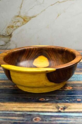 طبق بحافة خارجية صناعة يدوية من الخشب الصحي الوان طبيعية 100% من قلب الشجرة