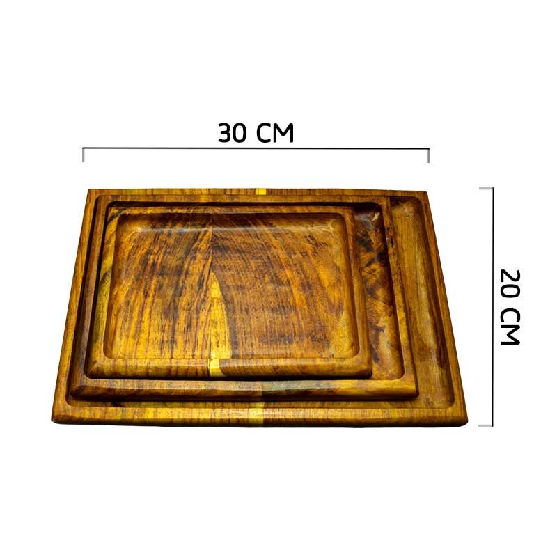 طقم أطباق 3 قطع مستطيل خشب مصري صناعة يدوية | Egypt Antiques
