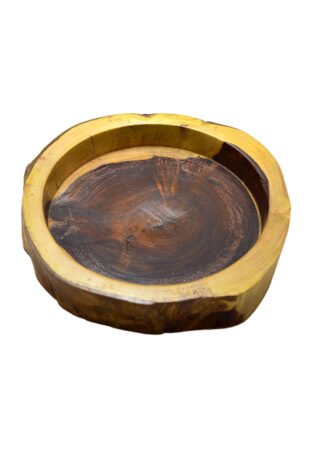 طبق نحت طبيعي صناعة يدوية من الخشب الصحي الوان طبيعية 100% من قلب الشجرة