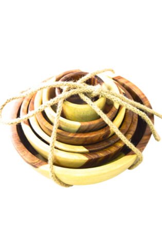 طقم أطباق 6 قطع صناعة يدوية من الخشب الصحي الوان طبيعية 100% من قلب الشجرة