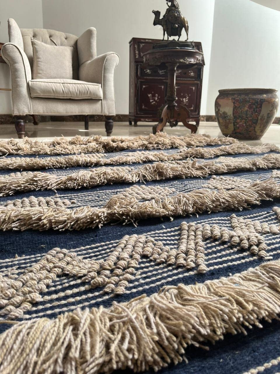 سجادة، سجادة كليم، صوف 100% 211 × 150 سم، ديكور يدوي متعدد الالوان من انتاج ايجيبت أنتيكس