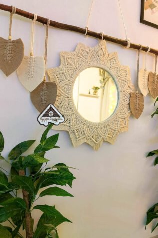 مراية مدورة مكرمية من ايجيبت انتيكس صناعة يدوية