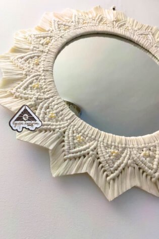 مراية مدورة مكرمية للديكور من ايجيبت انتيكس صناعة يدوية