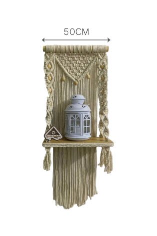 مكرمية مع رف خشب صناعة يدوية من ايجيبت انتيكس