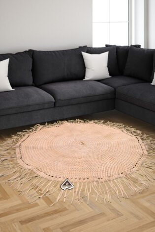 سجادة او مشاية مدورة قطن طبيعي 100% صناعة يدوية من ايجيبت انتيكس بني فاتح