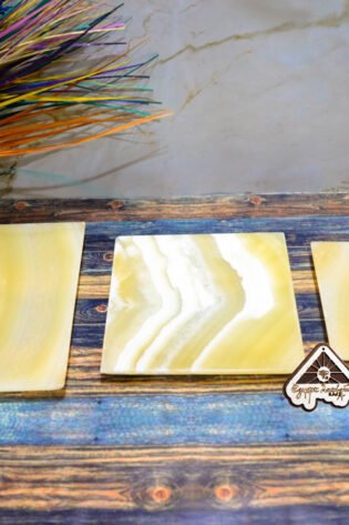 طقم اطباق مربع صحي من حجر الالباستر من ايجيبت انتيكس صناعة يدوية 100% طبيعي