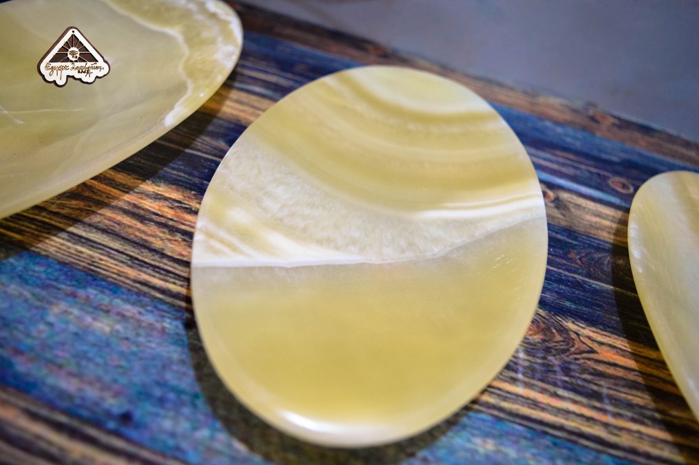 طقم اطباق بيضاوي صحي من حجر الالباستر من ايجيبت انتيكس صناعة يدوية 100% طبيعي