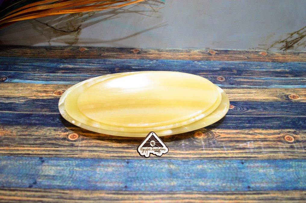 طقم اطباق بيضاوي صحي من حجر الالباستر من ايجيبت انتيكس صناعة يدوية 100% طبيعي