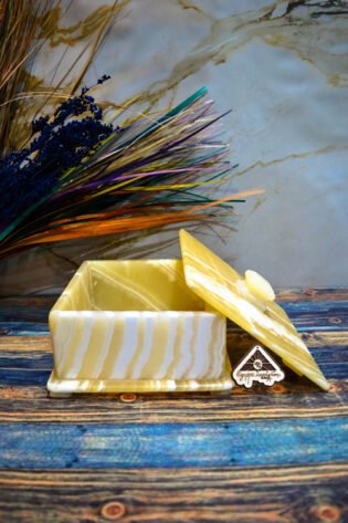 بنبونيرة مربعة من حجر الالباستر صناعة يدوية 100% طبيعي من ايجيبت انتيكس