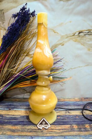 أباجورة على شكل لمبه من حجر الالباستر صناعة يدوية 100% طبيعي من ايجيبت انتيكس