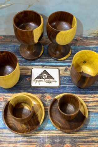 طقم مكون من 6 قطع اتنين فنجان + اتنين مج + اتنين كأس صحي الوان طبيعية 100% من اجيبت انتيكس