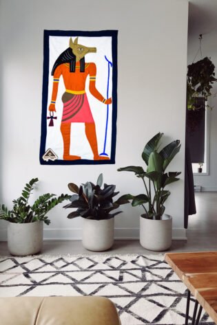 فن الابرة رسم (أنوبيس) قماش قطن طبيعي صناعة يدوية من ايجيبت انتيكس