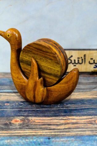 طقم كوسترات شكل بطة من خشب السرسوع صناعة يدوية 100% انتاج ايجيبت أنتيكس