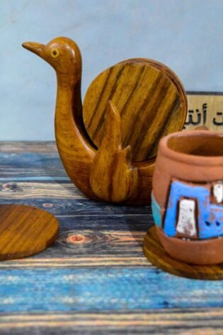 طقم كوسترات شكل بطة من خشب السرسوع صناعة يدوية 100% انتاج ايجيبت أنتيكس