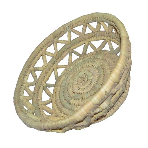 طبق مدور مفرغ بدروين قطُر 25 سم صناعة يدوية طبيعية 100_ من جريد النخل من انتاج ايجيبت أنتيكس - Image 2