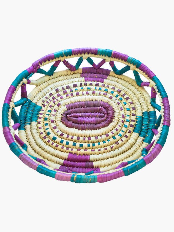 طبق مدور بيضاوي مفرغ قطُر 25 سم صناعة يدوية طبيعية 100_ من جريد النخل من انتاج ايجيبت أنتيكس - Image 2