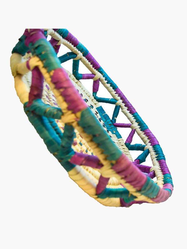 طبق مدور بيضاوي مفرغ قطُر 25 سم صناعة يدوية طبيعية 100_ من جريد النخل من انتاج ايجيبت أنتيكس - Image 3