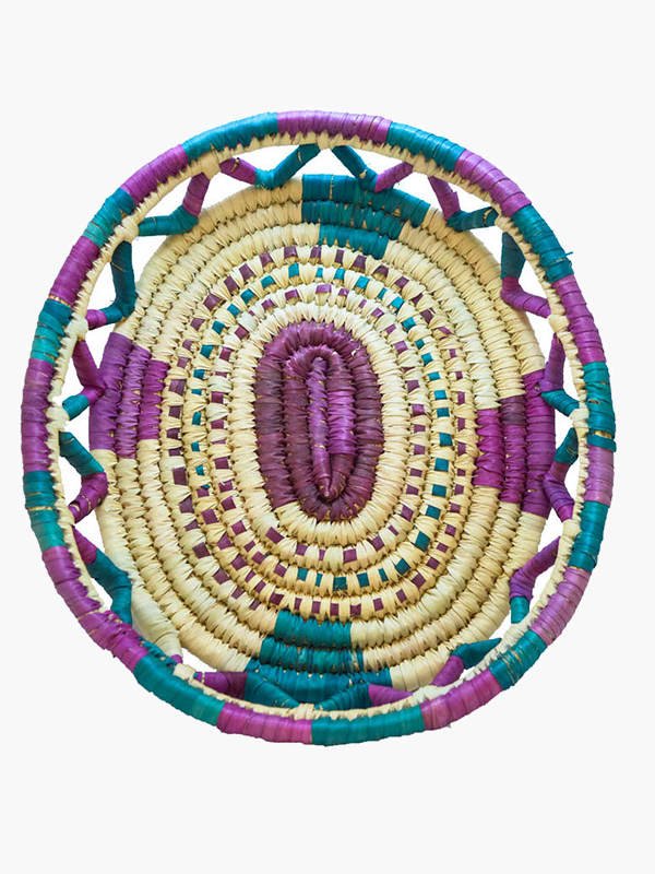 طبق مدور بيضاوي مفرغ قطُر 25 سم صناعة يدوية طبيعية 100_ من جريد النخل من انتاج ايجيبت أنتيكس - Image 4