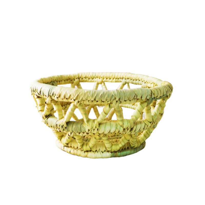 طبق مدور مفرغ قطر ٢٤ ارتفاع ١٢ صناعة يدوية طبيعية 100_ من جريد النخل من انتاج ايجيبت أنتيكس