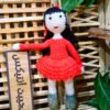 عروسة اميجرومي بفستان أحمر بكم و شعر منسدل - لعبة أطفال او كبار صناعة يدوية 100% من انتاج ايجيبت أنتيكس