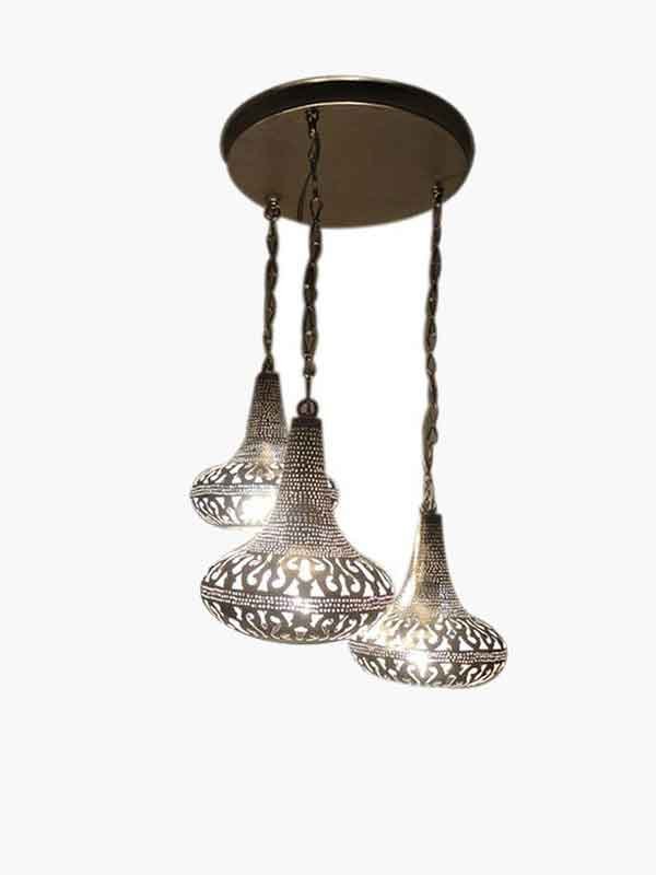 وحدة اضاءه - نجفة معلقة للسقف شكل (أ) مغربي شرقي معدني للاستخدام الخارجي او الحديقة او للاستخدام الداخلي انتاج ايجيبت انتيكس صناعة يدوية 100%