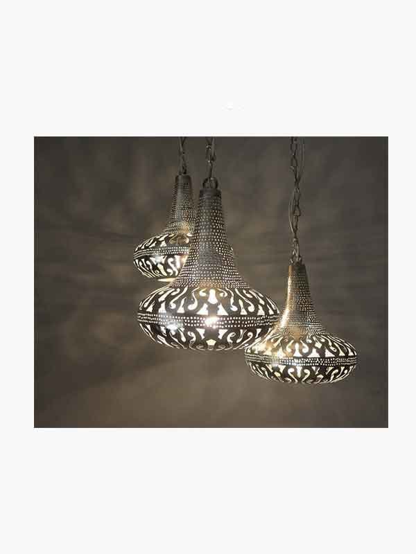 وحدة اضاءه - نجفة معلقة للسقف شكل (أ) مغربي شرقي معدني للاستخدام الخارجي او الحديقة او للاستخدام الداخلي انتاج ايجيبت انتيكس صناعة يدوية 100%