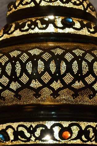 وحدة اضاءه - نجفة معلقة لمنتصف سقف شكل (ج) مغربي شرقي معدني للاستخدام الداخلي او للاستخدام الخارجي او الحديقة صناعة يدوية 100% انتاج ايجيبت انتيكس