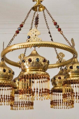 وحدة اضاءه - لمنتصف السقف نجفة معلقة شكل (ج) مغربي شرقي معدني للاستخدام الخارجي او الحديقة او للاستخدام الداخلي صناعة يدوية 100% انتاج ايجيبت انتيكس