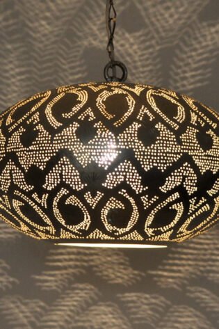 وحدة اضاءه شرقي مغربي معدني - نجفة معلقة - لمنتصف السقف شكل (هـ) للاستخدام الخارجي او الحديقة او للاستخدام الداخلي صناعة يدوية 100% انتاج ايجيبت انتيكس