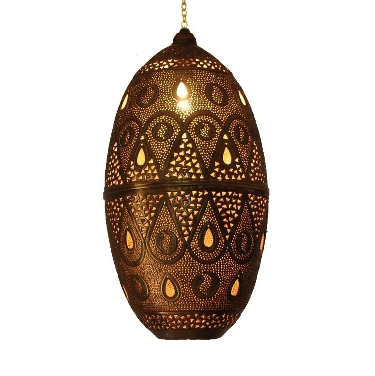 نجفة مغربي معلقة شكل بيضاوي مزخرف مغربي صناعة يدوية | Egypt Antiques