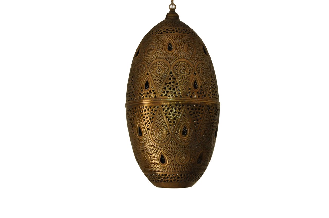 نجفة مغربي معلقة شكل بيضاوي مزخرف مغربي صناعة يدوية | Egypt Antiques