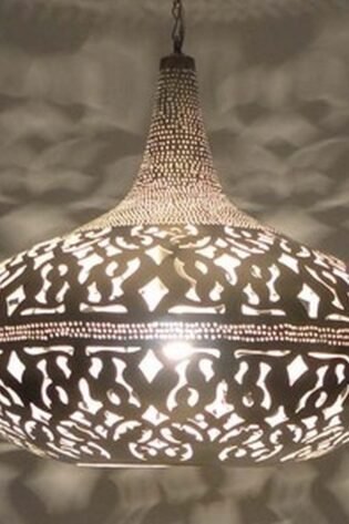 وحدة اضاءه شرقي مغربي معدني - نجفة معلقة - لمنتصف السقف شكل (أ) للاستخدام الخارجي او الحديقة او للاستخدام الداخلي انتاج ايجيبت انتيكس صناعة يدوية 100%