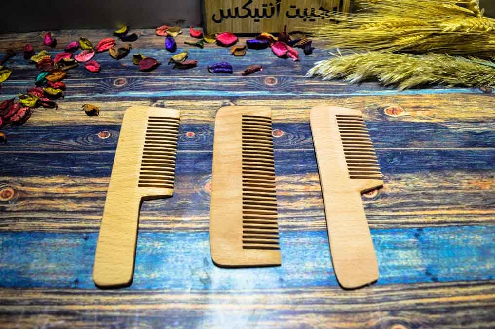 عرض 3 مشط 25 سم خشب طبيعي صناعة يدوية من ايجيبت انتيكس