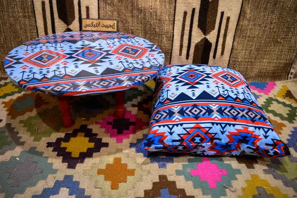 طبلية عربي لون كحلي و أحمر صناعة يدوية 100% من انتاج ايجيبت أنتيكس