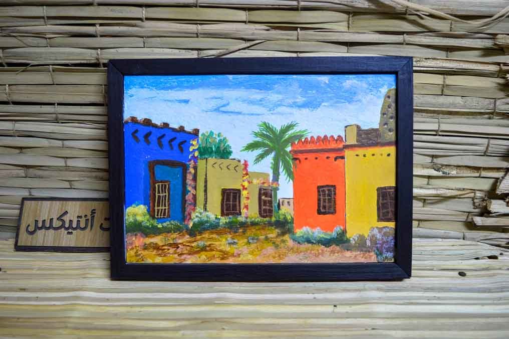 لوحة الريف المصري صناعة يدوية ألوان طبيعية انتاج ايجيبت أنتيكس