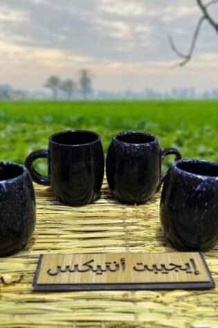 كوب من الفخار لون أسود صناعة مصرية يدوية 100% من انتاج ايجيبت أنتيكس