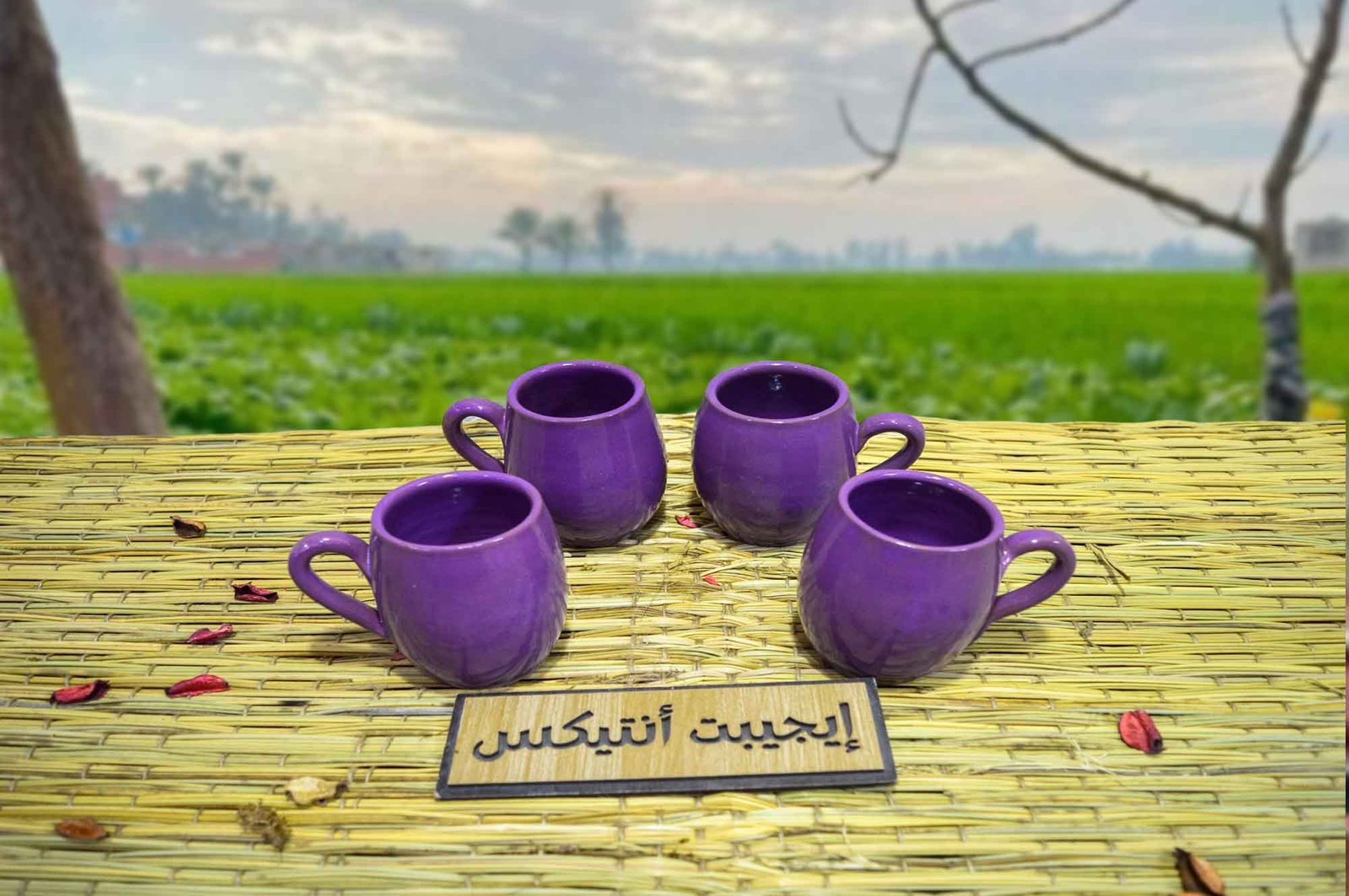 كوب من الفخار لون موف صناعة مصرية يدوية 100% من انتاج ايجيبت أنتيكس