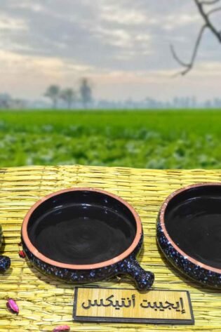 طقم قلاية من الفخار الصحي المطلي لون أسود مكون من 3 قطع 3 مقاسات مختلفة صناعة مصرية يدوية 100% من انتاج ايجيبت أنتيكس