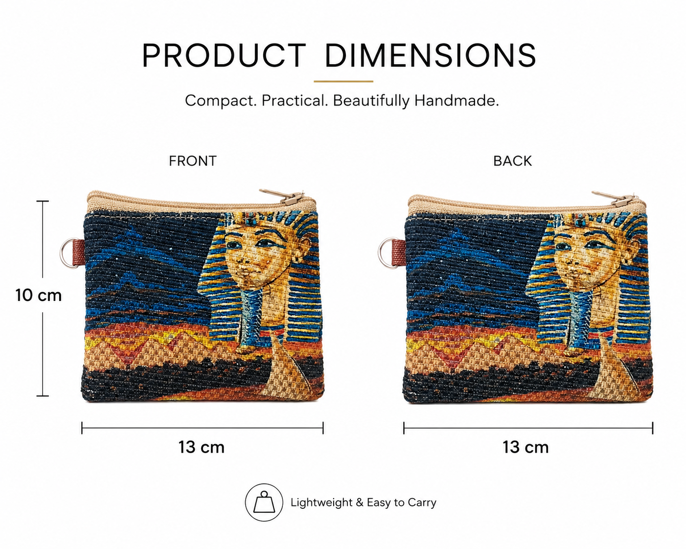 محفظة كانفس فرعونية قطنية، صناعة مصرية يدوية 100%، مقاس 13×10 سم من إنتاج Egypt Antiques